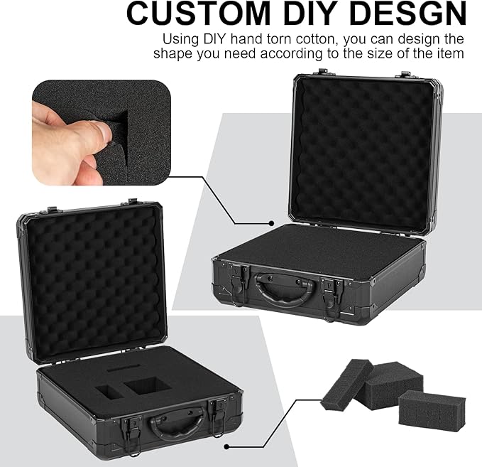 Protective Hard Case Shockproof Water-resistant with Customized DIY Foam Insert fit for Camera, Laptops, etc, 11.7 X 11.5 X 5-Inch
