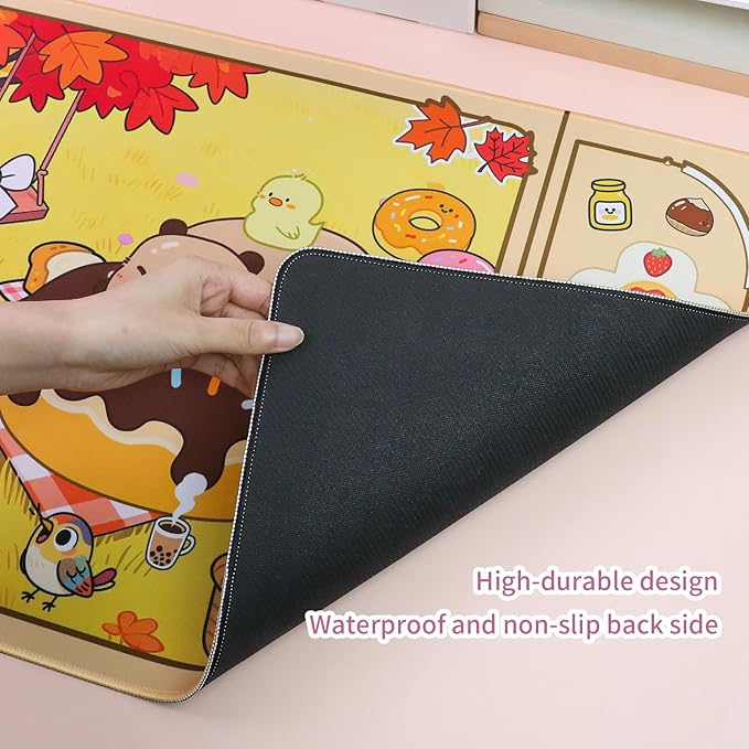 PERFECTSIGHT Cute Capybara Desk Pad Kawaii Desk Mat, Large Gaming Mouse Pad, Funny Deskmat Mousepad, Laptop Keyboard Pad Office Home Decor for Women Girls, Brown
