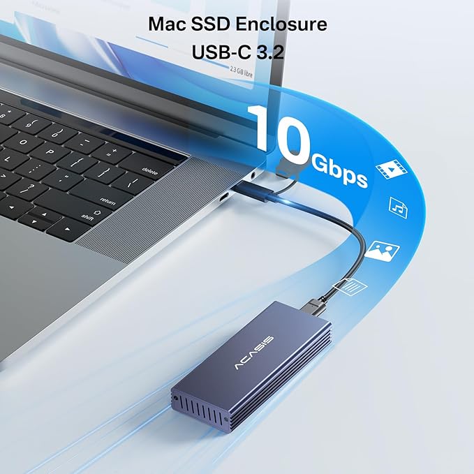 ACASIS USB C 3.2 SSD Enclosure for Apple SSD 12+16 PIN MacBook Pro,MacBook Air, Mac Pro, iMac from 2013 to 2017 A1465 A1466 A1502 SSD，MacBook SSD Enclosure with M.2 NVMe Adapter