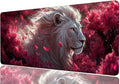 Wildlife Extended Mouse Pad Lion Pink Flower XL Mouse Pad Large Mousepad Extended Laptop Keyboard Mat Gaming Desk Pad Mouse Mat for Office Desktops, Home Workstations, and Laptops 31.5x11.8 Inch