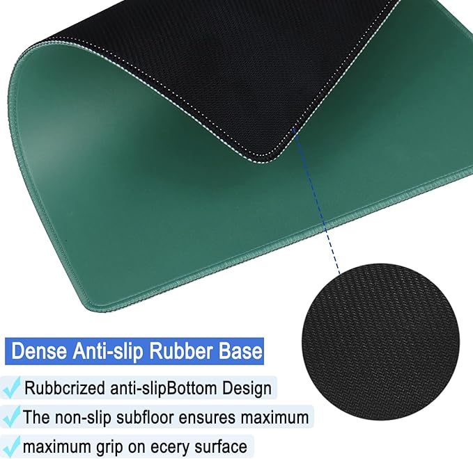 Mouse Pad, Large Gaming Mouse Pad with Double Stitched Edges, 14.9 x 11.7 inches Premium-Textured & Waterproof Mousepad, Nonslip Natural Rubber Base Mousepad for Laptop,Computer, Office, Green