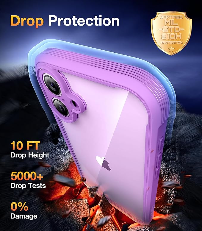 Diaclara Designed for iPhone 16 Case, Full Body Rugged Case with Built-in Touch Sensitive Anti-Scratch Screen Protector, Upgraded [Full Camera Protection] for iPhone 16 6.1" (Dark Pink)