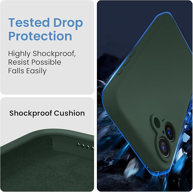 FireNova Designed for iPhone 16 Plus Case, Silicone Upgraded [Camera Protection] Case, Soft Anti-Scratch Microfiber Lining Inside, 6.7 inch, Alpine Green