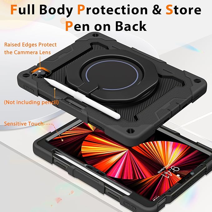 ROISKIN for iPad Air 11 inch M4/M3/M2 Case, iPad Pro 11 inch 4th/3rd/2nd/1st Generation,iPad Air 5th/4th 10.9 inch Case,Heavy Duty Shockproof with 360 Stand Handle Shoulder Strap Pen Holder for Kids