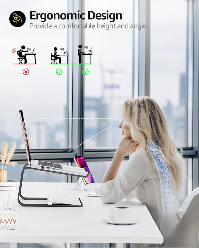 Urmust Laptop Stand for Desk Aluminum Computer Stand Riser Holder for Laptop Compatible with MacBook Air Pro, Dell, HP, Lenovo Samsung, Alienware All Laptops 11-15.6"(Black)