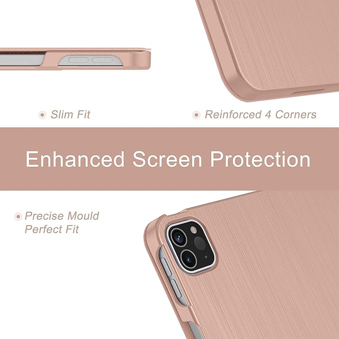 Soke Case for iPad Air 13 Inch (M3/M2) 2025/2024,iPad Pro 12.9 2022 2021(6th 5th Generation) - [Slim Trifold Stand + Auto Wake/Sleep],Protective Hard PC Back Cover (Rose Gold)