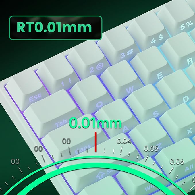 MONSGEEK FUN60 Pro Rapid Trigger Gaming Keyboard 16k Scan Rate SP Magnetic Switch HE Keyboard Wired 60% White Shine-Through (Glare Magnetic Switch)