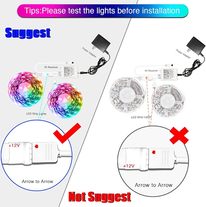 DAYBETTER Led Lights Color Changing Led Strip Lights with Remote Controller 60 ft, 2 Rolls of 30 ft Led Lighting for Bedroom, Home Decoration