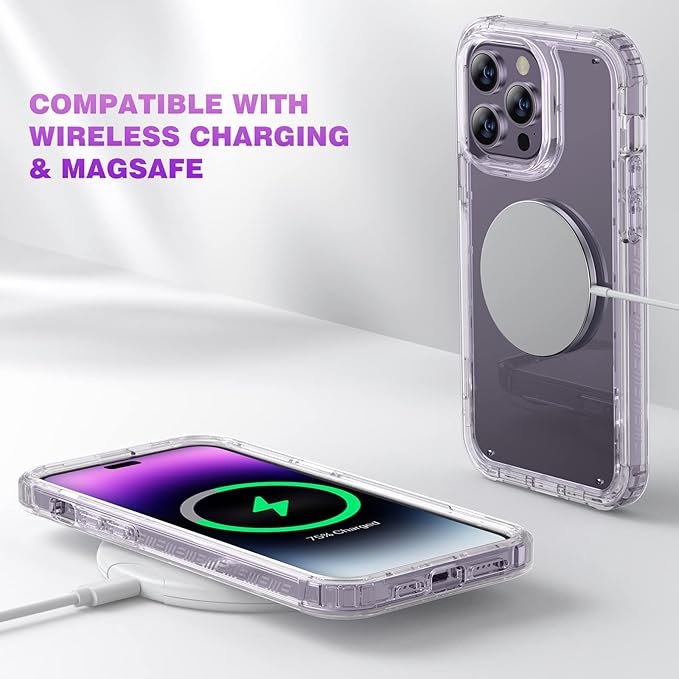 Diaclara Designed for iPhone 14 Pro Max Case, Full Body Rugged Case with Built-in Touch Sensitive Anti-Scratch Screen Protector, with Camera Lens Protector for iPhone 14 Pro Max 6.7" (Clear)