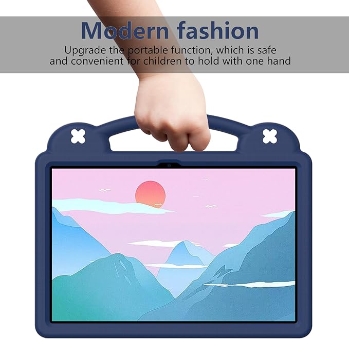 AKABEILA Compatible with Lenovo Tab P12 12.7 inch(2023) Tablet Case, Lightweight Shockproof Protective Case with Shoulder Strap & Stand Handle for Girl Kid Gift - Navy Blue