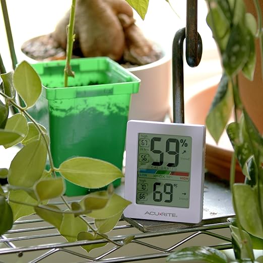 AcuRite Humidity Meter Hygrometer and Indoor Digital Thermometer with Temperature Gauge and Humidity Gauge, Room Thermometer Comfort Scale, 3 x 2.5 Inches, White (01083M)