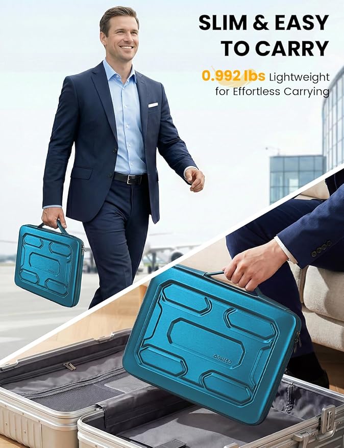 DOMISO Laptop Hard Case 15-16 inch Waterproof Shockproof Hard Shell Laptop Sleeve with Handle & Storage Pocket, Compatible with MacBook, HP, Dell, Teal