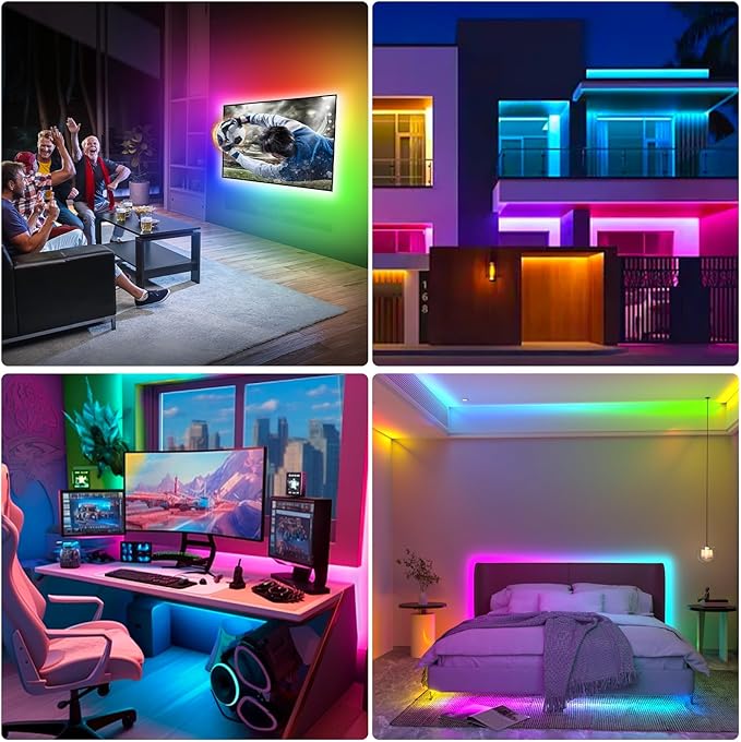 Daymeet LED Lights for TV, 13.1ft TV Lights for 45-60in Tvs, RGB Music Sync Tv Backlight Behind, Bluetooth with Remote and APP Control LED Strip Light for Gaming Room Xmas Decoration