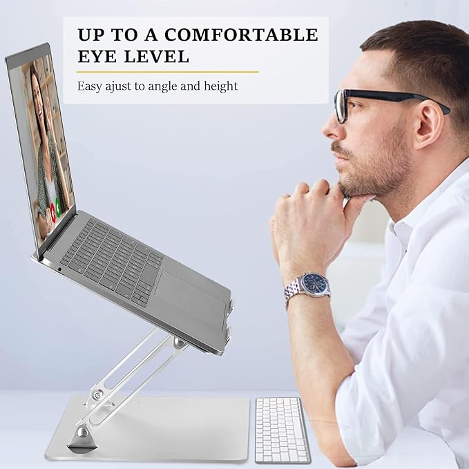 Laptop Stand for Desk, Ergonomic Aluminum Laptop Stand Adjustable Height, Foldable Laptop Riser for 10-17 Inchs Laptop(Gray)