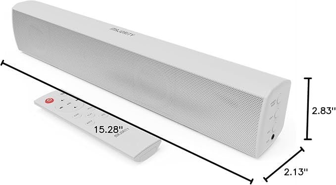 Majority 15 Inch White Soundbar for TV, Bluetooth Sound Bar 50 Watts, Home Audio Speaker, Small PC Soundbar Speaker | AUX, RCA, Optical, USB | Gaming, Music, Movies | Bowfell