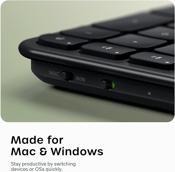Satechi Slim EX3 Wireless Keyboard, Full-Size Keyboard w/Numpad, Multi-Device Bluetooth, 2.4GHz Connection for macOS, Windows, Android, Instant OS Key Remap,USB-C Rechargeable Battery, Space Black