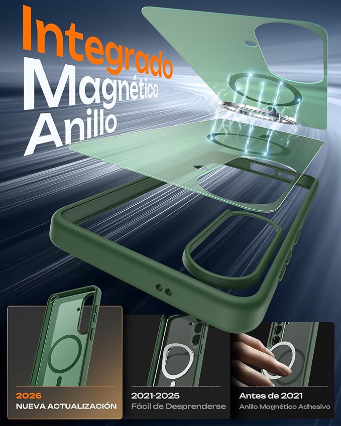 TOCOL for Samsung Galaxy S26 Case, Compatible with Magsafe, Full Camera Protection, Built-in Magnetic Ring, Drop Protection, Translucent Matte Phone Case for S26 6.3 inch (Alpine Green)