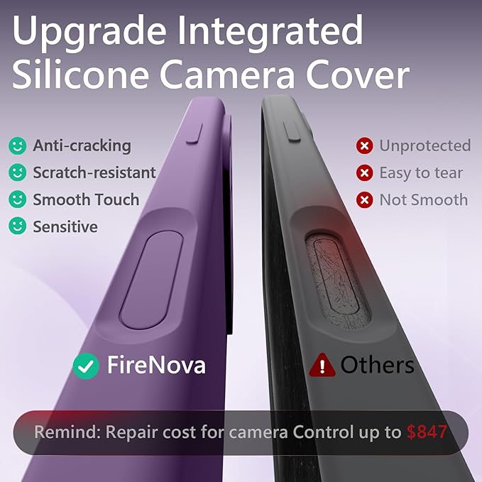 FireNova Magnetic for iPhone 17 Pro Max Case, Compatible with MagSafe, [Integrated Silicone Camera Control Button] [Camera Protection] Anti-Scratch Microfiber Lining Phone Case, 6.9", Light Purple