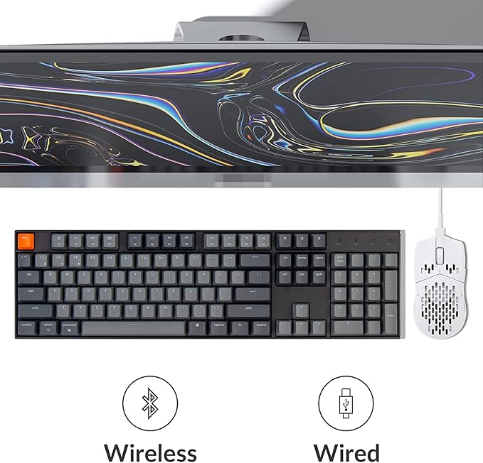 Keychron K10 Wireless Mechanical Gaming Keyboard, Hot-Swappable 104 Keys Full Size Gateron G Pro Brown Switch, White LED Backlight USB-C Wired Bluetooth Professional Office Keyboard for Mac/Windows