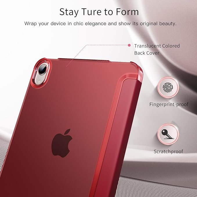 MoKo for iPad mini 7 (A17 Pro) Generation Case 2024, iPad mini 6 Case 2021, 8.3-inch Slim Lightweight Protective Hard Back PC Shell Stand Cover Support Touch ID, Auto Wake/Sleep, Wine Red