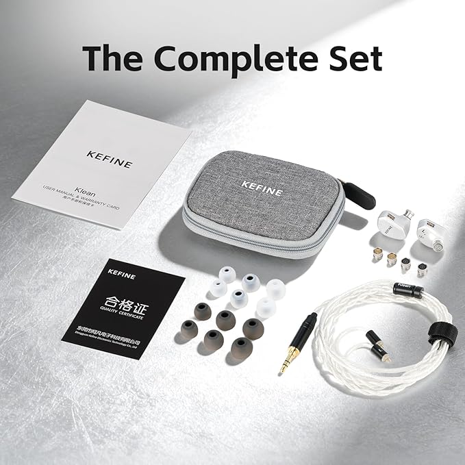 Klean SV in Ear Monitor, 10mm Full-DLC Diaphragm Dynamic Driver IEM, 3 Interchangeable Tuning Nozzles, HiFi Wired Earbuds, Detachable Cable for Audiophile, Musician & Gaming (Silver, 4.4mm)