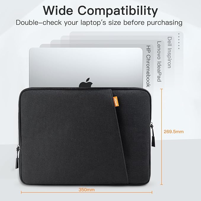 JETech Laptop Sleeve for MacBook Neo (A18 Pro), 14-InchMacBook Air/Pro, MacBook Pro M1-M5 2021-2026, Waterproof Bag Case with Pocket, Compatible with 14 Inch Notebook (Black)