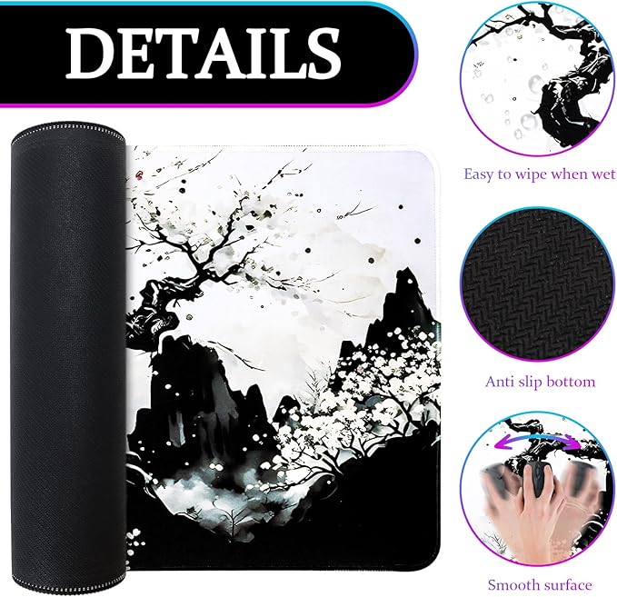 Mouse Pad Gaming Mousepad, 31.5 x 11.8in Large Desk Mat Keyboard Pads Extend Long XL Mouse Mat with Non-Slip Base Desk Accessories for Home Office Keyboard Mouse (Cherry Blossom)