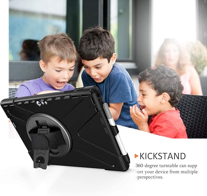 Case for Microsoft Surface Pro 7 Plus/Pro 7/6/5/2017/4/LTE 12.3 Inch Tablet, Heavy Duty Shockproof Protective Rugged Cover With Rotating Stand, Hand Strap, Shoulder Strap - Black