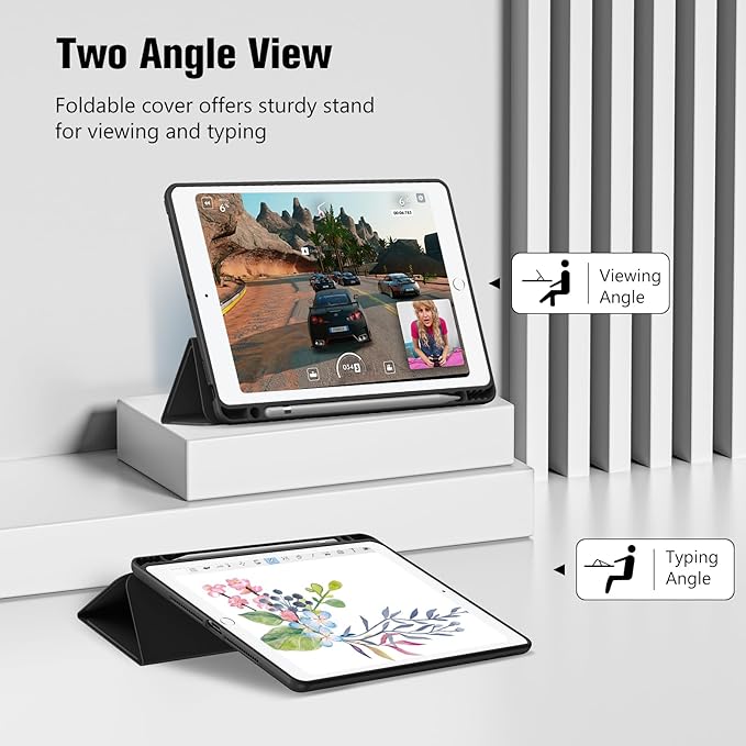 ProCase Smart Case for 10.5” iPad Air 3rd Generation 2019 / iPad Pro 2017, Slim Stand Cover with Pencil Holder Soft TPU Back for Air 3 -Dark Black