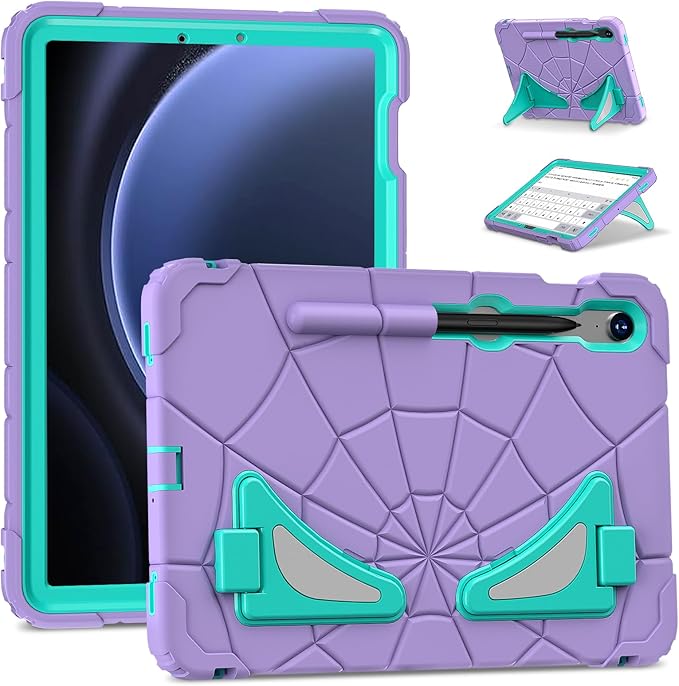 AKABEILA Compatible with Samsung Galaxy Tab S10 FE 2025/Tab S10 Lite 2025 Tablet Case，Lightweight Shockproof Rugged Protective Cover with Kickstand for Kids Children Boys Babies Purple Mint Green