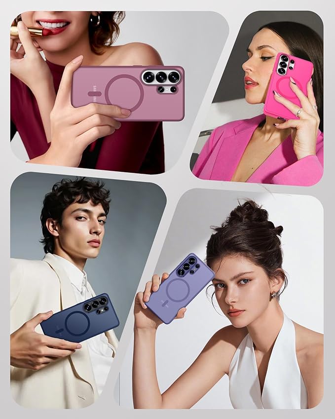 TOCOL for Samsung Galaxy S26 Ultra Case, Built-in Magnetic Ring, Drop Protection, Slim Translucent Matte Phone Case for Galaxy S26 Ultra 6.9 inch (Hot Pink)