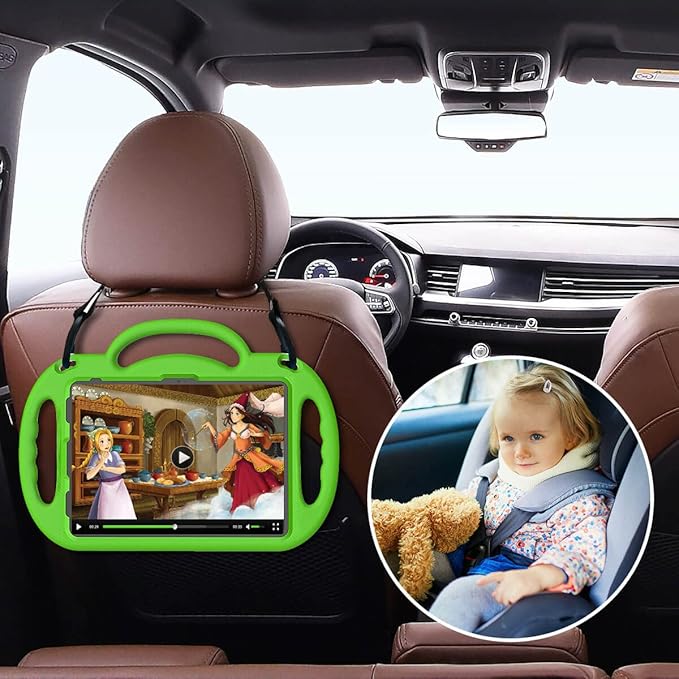 Kids Case for iPad 11th Generation (A16) 11" 2025 & 10th Gen 10.9" 2022 & iPad Air 11" 2025/2024 & Air 5th/4th Gen & Pro 11, Durable Protective Cover with Shoulder Strap Handle Stand, Green