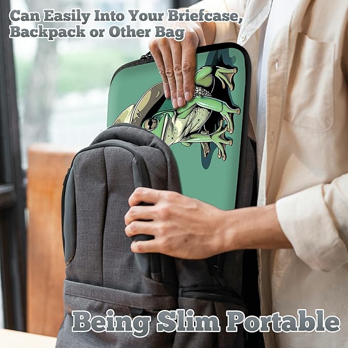 Laptop Sleeve Case Bag 13 inch, Green Frog Slim Carrying Case Durable Handbag Travel Laptop Bag for 13 inch MacBook Air M3/M2/Pro M2/ 13" iPad Pro/Air M4/M2 2024