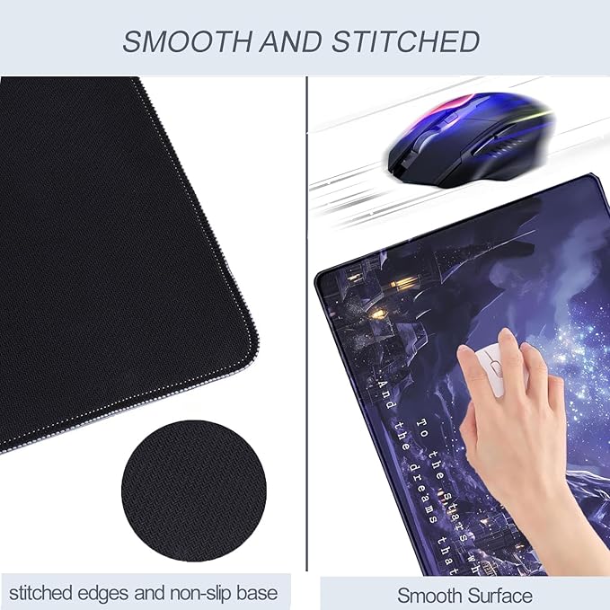 Purple Velaris Desk Mat Acotar Desk Mat Night Castle Fantasy Mouse Pad Large for Desk Computer Laptop Aesthetic Desk Pad Keyboard Pad 31.5 x 15.7 in for Office Desk Decor