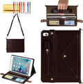 Handbag Case for iPad Mini 5th/4th/3th/2th/1st Generation 7.9", Techcircle Folio Stand PU Leather Crossbody iPad Mini Cover with Hand Strap, Multiple Card Slots Envelope Pocket Wallet Case, Dark Brown