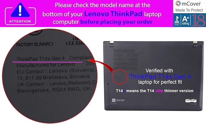 mCover Hard Case ONLY Compatible for 2023-2024 14" Lenovo ThinkPad T14s Slim Gen 3 / Gen 4 Windows PC (with 180° Hinge, NOT Fitting Any Other Lenovo Models) - Orange