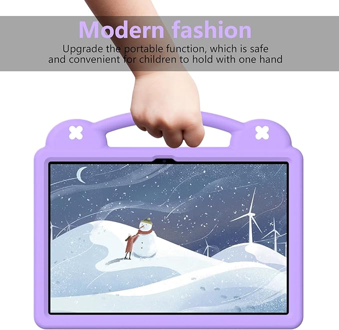AKABEILA Compatible with Lenovo Tab P12 12.7 inch(2023) Tablet Case, Lightweight Shockproof Protective Case with Stand Handle & Shoulder Strap for Girl Kid Gift- Light Purple