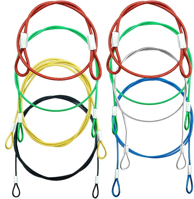 8 Pack Safety Stainless Steel Tethers,Colorful Coated Security Tether Lanyard Kit Cable Wire Compatible with Sporting Camera All Editions,Action Camera Series Devices and Other Applicable Equipment