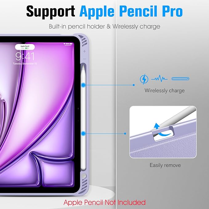 Fintie Magnetic Stand Case for iPad Air 11-inch M4/M3/M2 (2026/2025/2024), iPad Air 5th/4th Generation (2022/2020) 10.9 Inch - Multiple Angles Shockproof TPU Cover with Pencil Holder, Lilac Purple