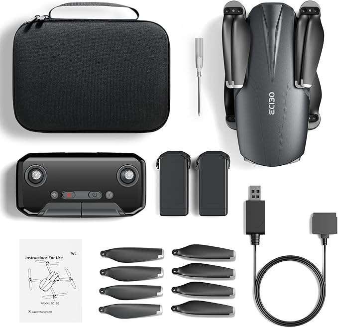 Brushless Motor Drone with Camera for Adults 4K UHD Long Range FPV Video,5G Transmission,120°FOV 90°Adjustable Lens,2Batteries,Carrying Case,Optical Positioning,Easy for Beginner,Under249G