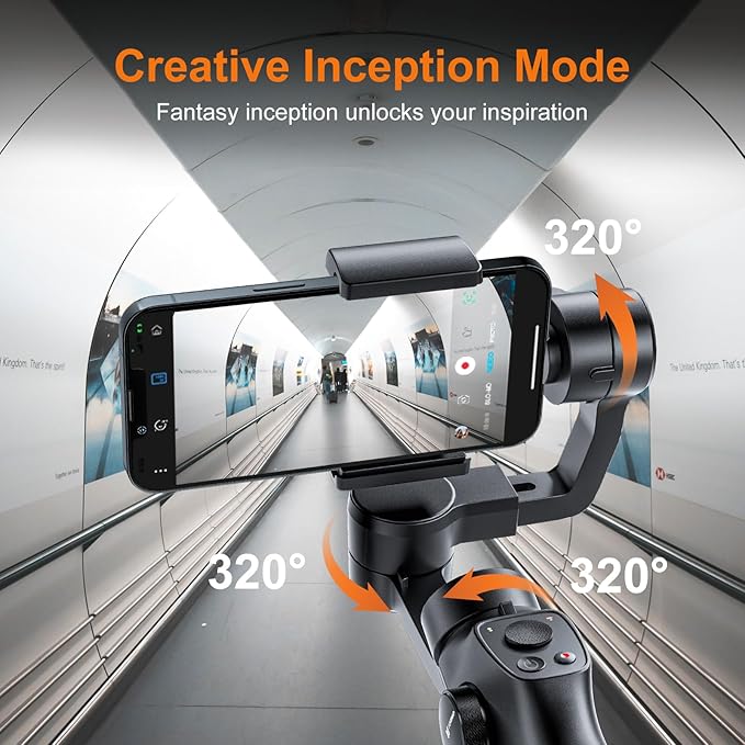 Gimbal Stabilizer for iPhone, Phone Gimbal w/Focus Wheel Face Tracking for 16 15 Pro Max Android 3-Axis Phone Stabilizer for Video Recording Vlog