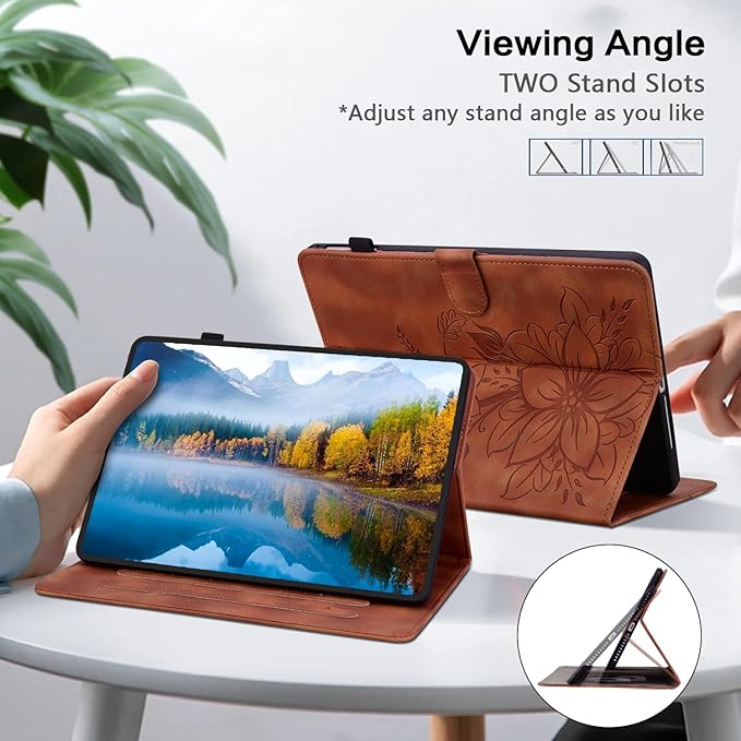 Case for iPad mini 7 2024 A17 Pro/iPad mini 6 2021 8,3 inch, Auto Wake/Sleep Supports Pencil Pro and Pencil(USB-C) Magnetic Clasp Stand, Brown