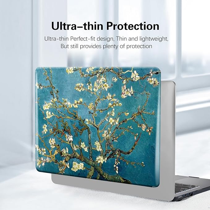 Funut for MacBook Pro 14 inch Case M5 2026 M4 2025 M3 M2 M1 2024-2021 A3427 A3426 A3434 A3112 A3185 A3401 A2918 A2992 A2779 A2442, Printed Plastic Hard Shell Case & Keyboard Cover, Van Gogh Blossom