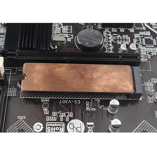 ZDE 2PCS M.2 Heatsink Copper M2 PCIe NVMe Laptop Copper Heatsinks with 4PCS 70x20x0.5/1mm Silicone Thermal Pads for Raspberry Pi NGFF PCIE SATA M.2 2280 SSD Portable Enclosure Desktop PC Laptop