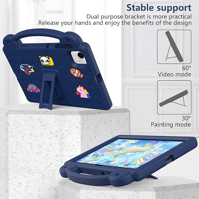 AKABEILA Compatible with Honor Pad X9a 2025 11.5 inch Tablet Case, Kids Friendly Universal Lightweight Shockproof Protective Case with Shoulder Strap & Stand Handle Navy Blue
