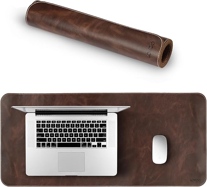 Londo Top Grain Leather Extended Mouse Pad – Large Desk Mat for Office & Gaming, Smooth Writing Surface, Non-Slip Base, Durable & Stylish Workspace Accessory