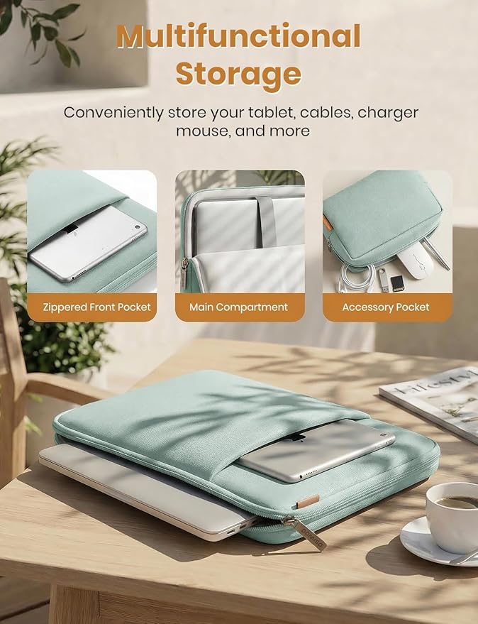 DOMISO Laptop Case Laptop Sleeve Cover Compatible with 15 inch MacBook Air M4/A3241 2025, M3/A3114,M2/A2941,15 inch MacBook Pro A1990 A1707,Compatible with Dell XPS 15 Plus with Small Case,Mint Green