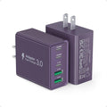 [2Pack] 50W USB C Plug,5-Port Fast Charger Block PD+QC Cube Wall Charging Box Brick for iPhone 17/16/15/14/13 for Samsung Galaxy S25/S24/S23/S22/S21+/S21 Ultra, Magsafe Wireless Charger,(Purple)