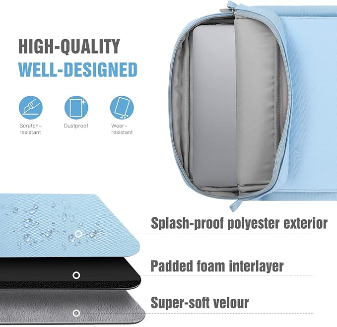 TiMOVO 9-11 Inch Tablet Sleeve Bag with Shoulder Strap for iPad 11-inch A16 2025, iPad 10th Gen. 10.9"/10.2", Galaxy Tab A9+/A11Plus 11", Light Blue