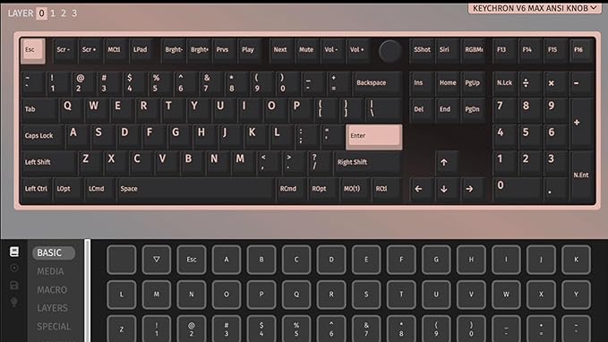 Keychron V6 Max Fullsize Custom Wirless Mechanical Keyboard, 2.4 GHz/Bluetooth/Wired 3-Mode RGB Backlight QMK/VIA Programmable Macro, Hot-Swap Gateron Jupiter Banana Switch PBT Keycaps for Mac Windows